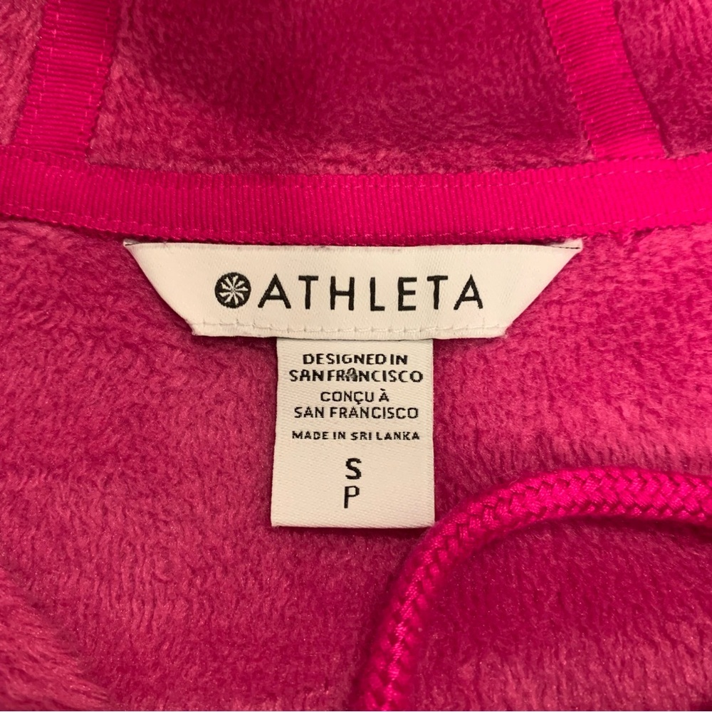 Athleta Cozy Karma 1/4 Zip Pullover Plush Fleece Bright Fuschia Hot Pink Small - Picture 3 of 14